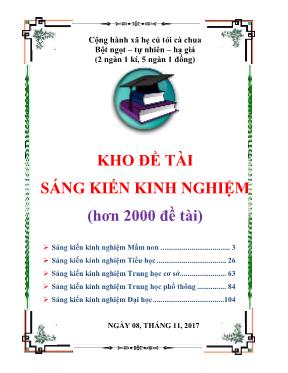 Kho Đề tài Sáng kiến kinh nghiệm (Hơn 2000 Đề tài)